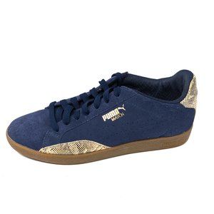 LIKE NEW Puma Match Lo Snake Navy Suede Sneakers